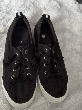 Sperry Black Canvas Sneakers with White Soles